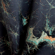 Load image into Gallery viewer, Haori Jacket Vintage(1950-1980) Black Gold Abstract art Silk #9795A5