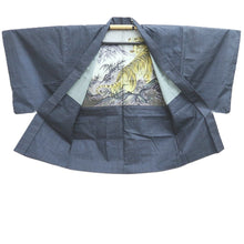 Load image into Gallery viewer, Men's Haori Vintage(1950-1980) Blue Black Tiger Silk #10659C4