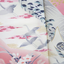 Load image into Gallery viewer, Furisode Pink Crane Shidare Sakura Silk #9705J5