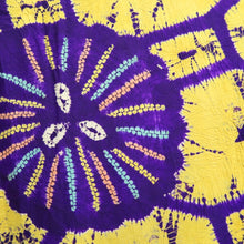 Load image into Gallery viewer, Kimono Vintage(1920-1950) Yellow Purple Shibori Silk #10789D5
