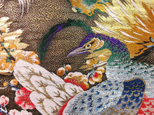 Load image into Gallery viewer, Silk Obi Fabric 72.8" x 12.2" Vintage 1930s Gold Glinting Peacock BM#0007