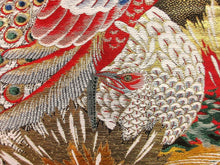 Load image into Gallery viewer, Silk Obi Fabric 72.8" x 12.2" Vintage 1930s Gold Glinting Peacock BM#0008