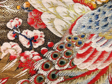 Load image into Gallery viewer, Silk Obi Fabric 72.8" x 12.2" Vintage 1930s Gold Glinting Peacock BM#0007
