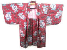 Load image into Gallery viewer, Haori Jacket Vintage 1920's Meisen Red Rose #0022