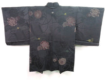 Load image into Gallery viewer, Haori Jacket Vintage 1960's Black Peony & Chrysanthemum #0040