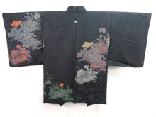 Load image into Gallery viewer, Haori Jacket Vintage 1960's Black Wild Flowers #0033