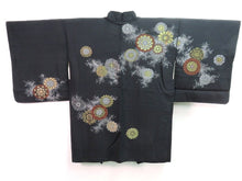Load image into Gallery viewer, Haori Jacket Vintage 1960's Black Gold Glinting Chrysanthemum #0042