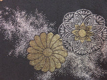 Load image into Gallery viewer, Haori Jacket Vintage 1960's Black Gold Glinting Chrysanthemum #0042