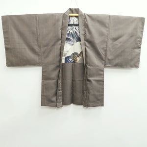 Men's Haori Vintage(1950-1980) Brown Ohshima Dragon Tiger Silk #9406G2