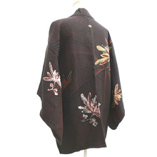 Load image into Gallery viewer, Haori Jacket Vintage(1950-1980) Black Chrysanthemum Leaves Silk #9167D5