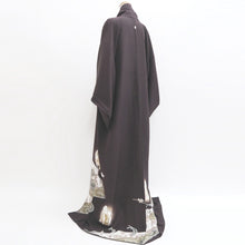 Load image into Gallery viewer, Kimono Dark Brown Phoenix Wave Rabbit Silk #9335F3