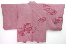 Load image into Gallery viewer, Haori Jacket Vintage(1950-1980) Wine red Full Shibori Folding Fan Kiku Silk #8401D3
