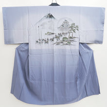 Load image into Gallery viewer, Men's Juban Blueish Gray Mt. Fuji Castle Samurai Silk #9476G4