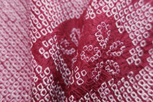 Load image into Gallery viewer, Haori Jacket Vintage(1950-1980) Wine red Full Shibori Folding Fan Kiku Silk #8401D3