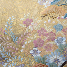 Load image into Gallery viewer, Fukuro Obi Vintage(1950-1980) Gold Birds Sakura Silk BB180V1