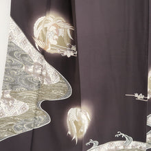 Load image into Gallery viewer, Kimono Dark Brown Phoenix Wave Rabbit Silk #9335F3