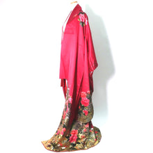 Load image into Gallery viewer, Furisode Red Peony Chrysanthemum Bellflower Silk #9103D3