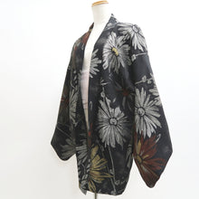 Load image into Gallery viewer, Haori Jacket Vintage(1950-1980) Black Silver Gold Chrysanthemum Silk #9448G3