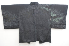 Load image into Gallery viewer, Haori Jacket Vintage(1950-1980) Black Silver Flower Silk #8590G3