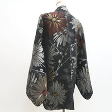 Load image into Gallery viewer, Haori Jacket Vintage(1950-1980) Black Silver Gold Chrysanthemum Silk #9448G3