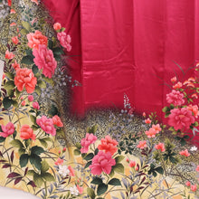 Load image into Gallery viewer, Furisode Red Peony Chrysanthemum Bellflower Silk #9103D3