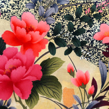 Load image into Gallery viewer, Furisode Red Peony Chrysanthemum Bellflower Silk #9103D3