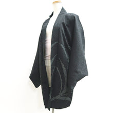Load image into Gallery viewer, Haori Jacket Vintage(1950-1980) Black Silver Plum blossom Shibori Silk #9434G3