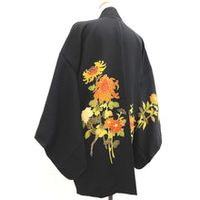 Load image into Gallery viewer, Haori Jacket Vintage(1950-1980) Black Chrysanthemum Silk #9502H1