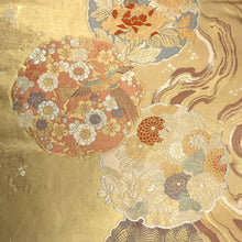 Load image into Gallery viewer, Fukuro Obi Vintage(1950-1980) Gold Ryusui Peony Silk BB182V1
