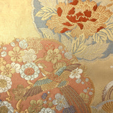Load image into Gallery viewer, Fukuro Obi Vintage(1950-1980) Gold Ryusui Peony Silk BB182V1