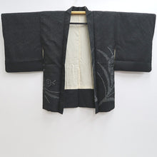 Load image into Gallery viewer, Haori Jacket Vintage(1950-1980) Black Silver Plum blossom Shibori Silk #9434G3