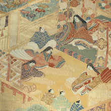 Load image into Gallery viewer, Fukuro Obi Vintage(1950-1980) Gold Heian Period Aristocrats Silk BB199V2