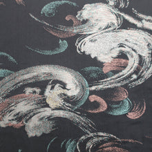 Load image into Gallery viewer, Haori Jacket Vintage(1950-1980) Black Silver Gold Wave Silk #9244E3