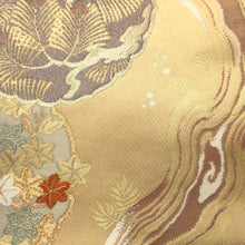 Load image into Gallery viewer, Fukuro Obi Vintage(1950-1980) Gold Ryusui Peony Silk BB182V1