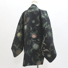 Load image into Gallery viewer, Haori Jacket Vintage(1950-1980) Black Flower Silk #9109D3