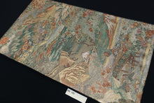 Load image into Gallery viewer, Fukuro Obi Gold Silver Green Landscape Tokaido Silk BB165W2