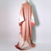 Load image into Gallery viewer, Kimono Salmon Cherry Blossom Folding Fan Silk #9139D4