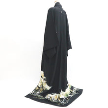 Load image into Gallery viewer, Tomesode Black Crane Birds Tall Silk #9313F2