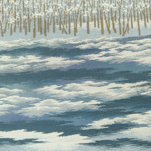 Load image into Gallery viewer, Fukuro Obi Vintage(1950-1980) Light Blue Minoru Sakuragi Winter Landscape Silk BB223V3