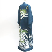 Load image into Gallery viewer, Men's Kimono Vintage(1950-1980) Blueish Green Hand painted Dragon Silk #9124D4