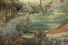 Load image into Gallery viewer, Fukuro Obi Gold Silver Green Landscape Tokaido Silk BB165W2