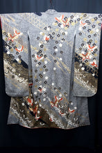 Load image into Gallery viewer, Furisode Black Gold White Butterfly Sakura Tall Silk #8775A2