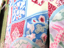 Load image into Gallery viewer, Haori Jacket Vintage(1920-1950) Long Type Naga-baori Moss Green Chrysanthemum #130