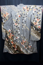 Load image into Gallery viewer, Furisode Black Gold White Butterfly Sakura Tall Silk #8775A2