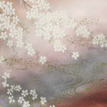 Load image into Gallery viewer, Kimono Salmon Cherry Blossom Folding Fan Silk #9139D4