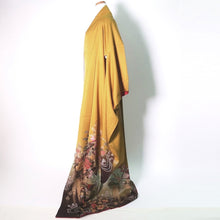 Load image into Gallery viewer, Furisode Yellow brown Ume Peony Wisteria Silk #9105D3