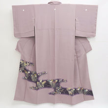 Load image into Gallery viewer, Kimono Pale Purple Chrysanthemum Bellflower Silk #9337F3