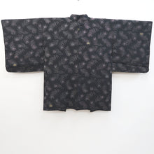 Load image into Gallery viewer, Haori Jacket Vintage(1950-1980) Black Silver Gold Peacock feather Silk #9541H2