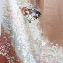 Load image into Gallery viewer, Kimono Salmon Cherry Blossom Folding Fan Silk #9139D4