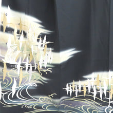 Load image into Gallery viewer, Tomesode Black Crane Birds Tall Silk #9313F2